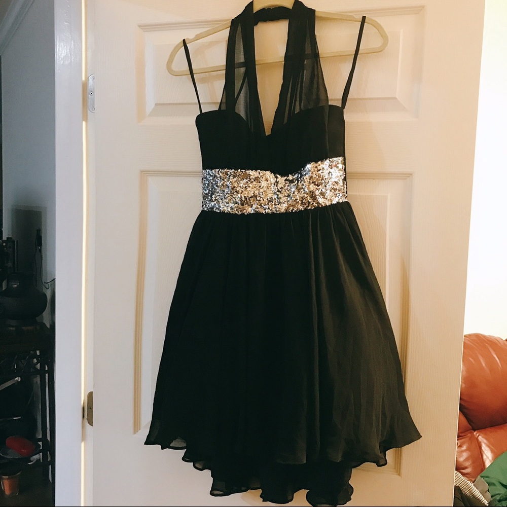 Black dress with silver sequin